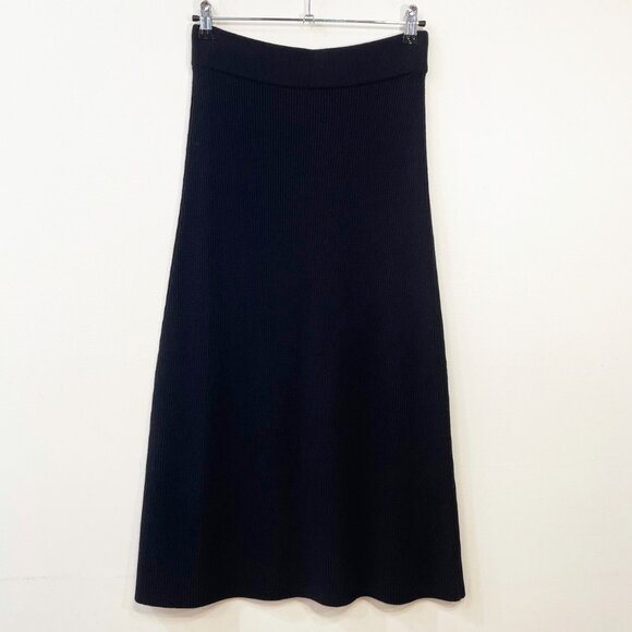 EUC Sezane Naelle Merino Cotton Knit Midi Skirt Navy Large - Picture 3 of 8
